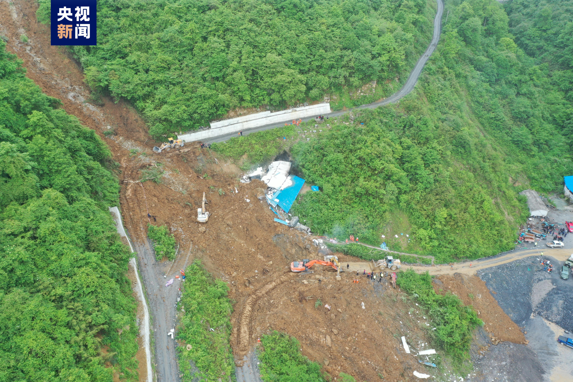 An aerial view of the accident scene in Leshan on 4 June 2023